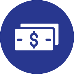 Dollar bill icon on blue background