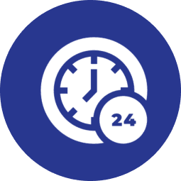 Round-the-clock time symbol in circle